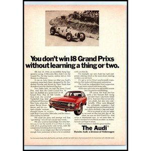 1972 Audi 100 Red Sedan Vintage Print Ad Racing Grand Prix Race Wall Art Photo